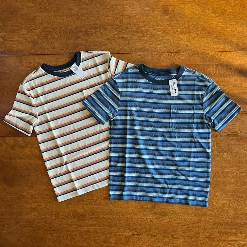 Old Navy striped pocket tees M 8 NWT